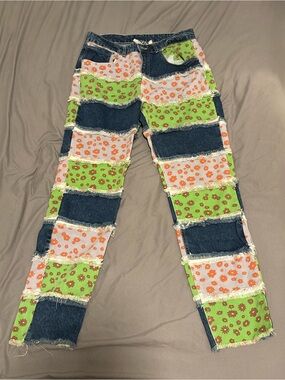 The Ragged Priest Patchwork Straight-Leg Jeans- like new